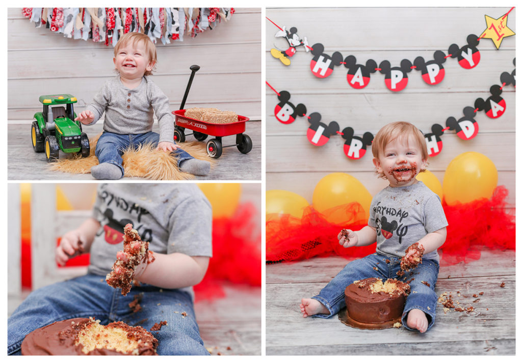 Mickey Mouse cake smash and John Deere Tractor session