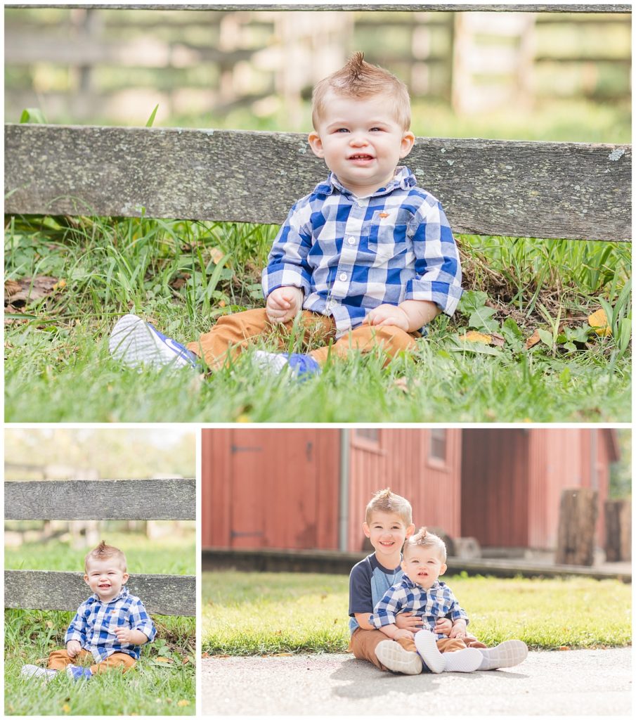 little boys posing for family photos