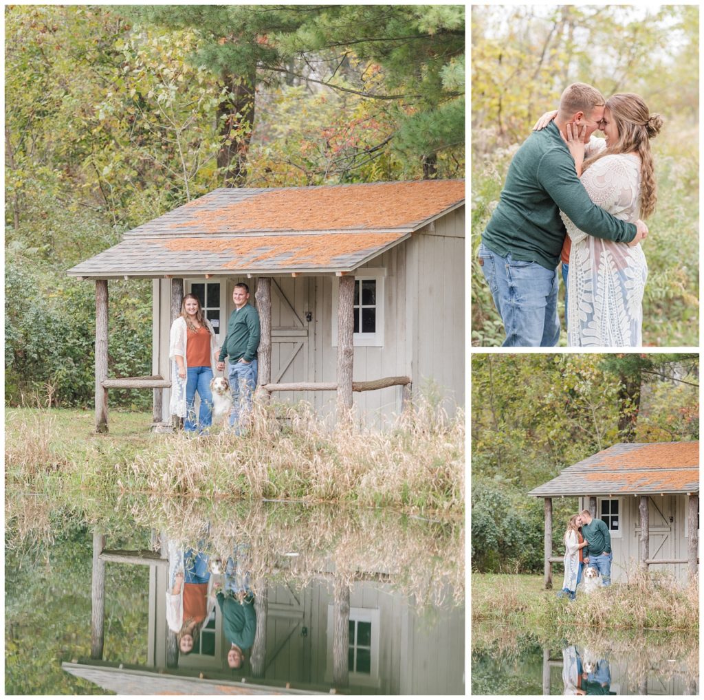 couple posing together for engagement photos at Bradner Reserve in Ohio