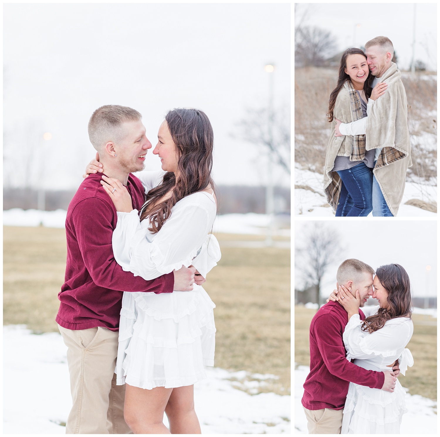engagement photos at ohio state park during the winter