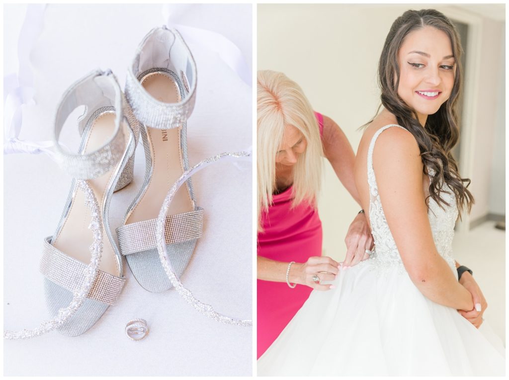 details of bride's shoes in Ohio wedding