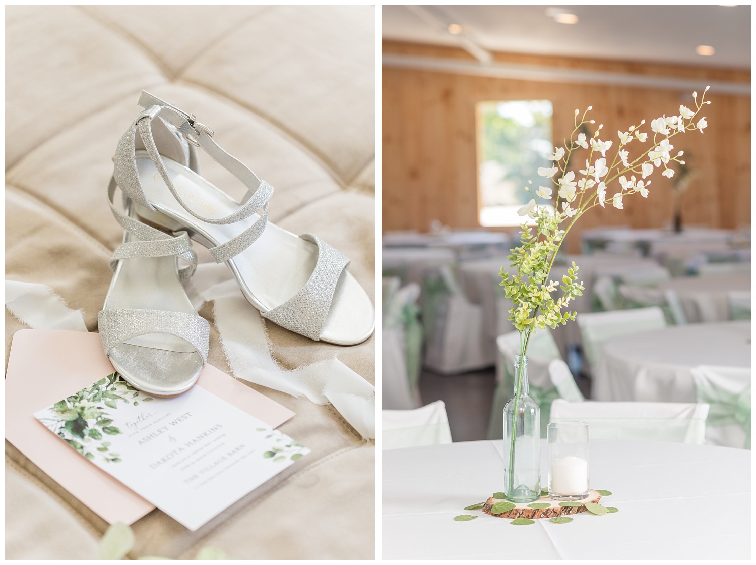 bridal shoes and reception details