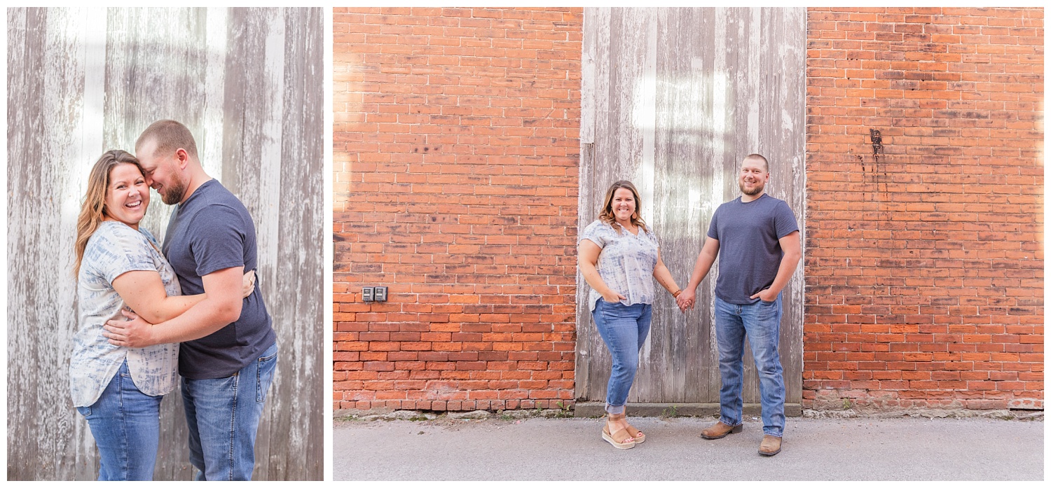woman laughing during engagement session in Ohio