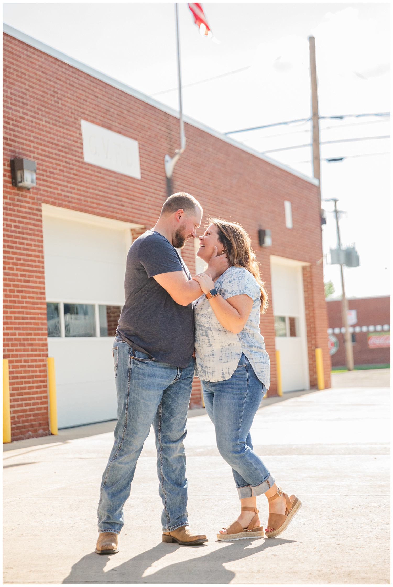 summer engagement session in downtown Gibsonburg, Ohio