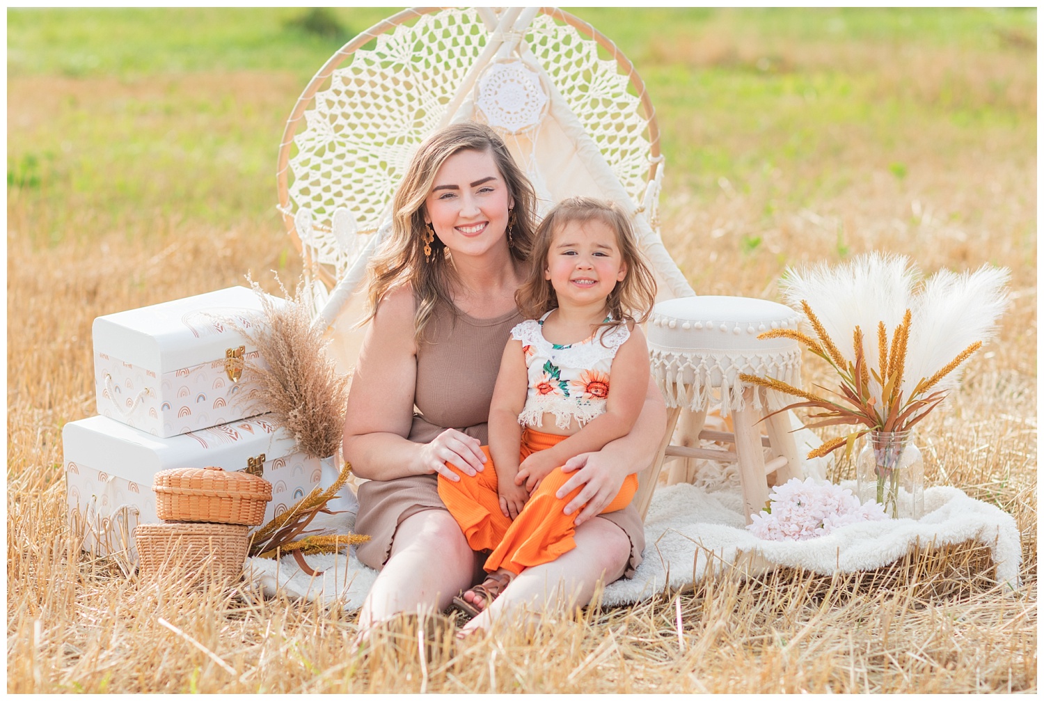 mom holding daughter at birthday photo session in Ohio