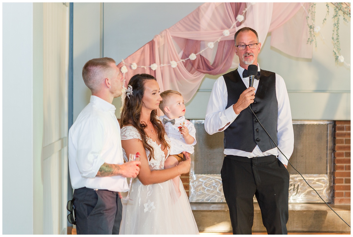bride's dad giving the toast during wedding reception
