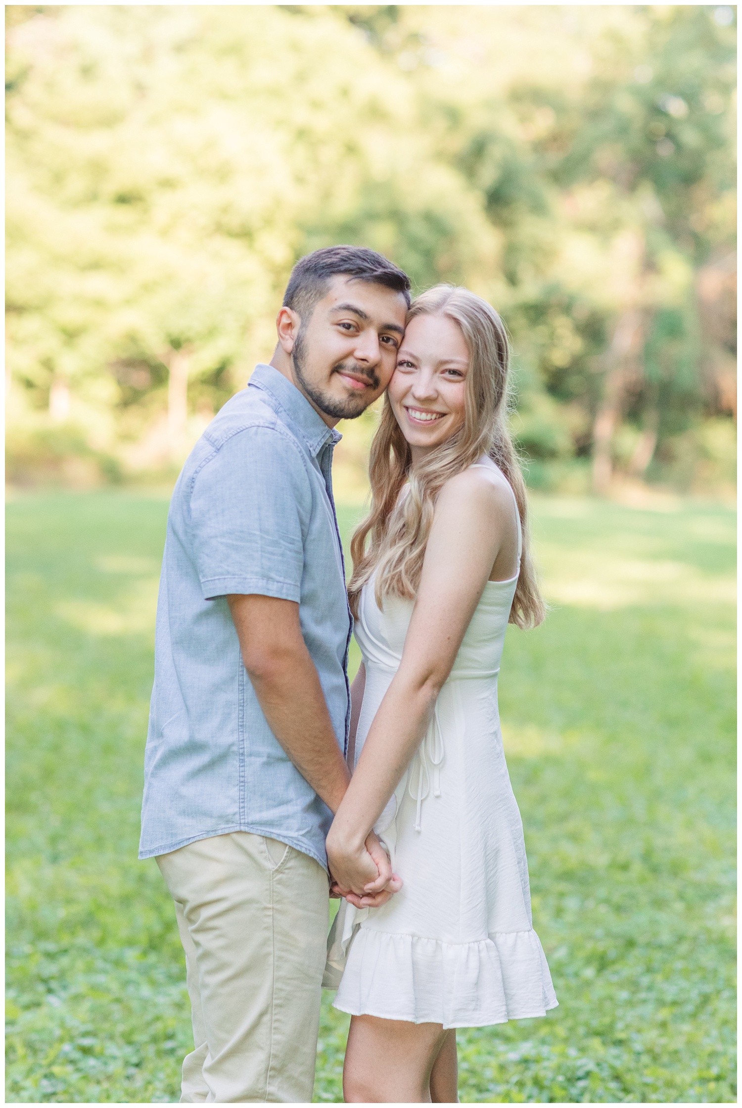 couple standing together at Ohio engagement session