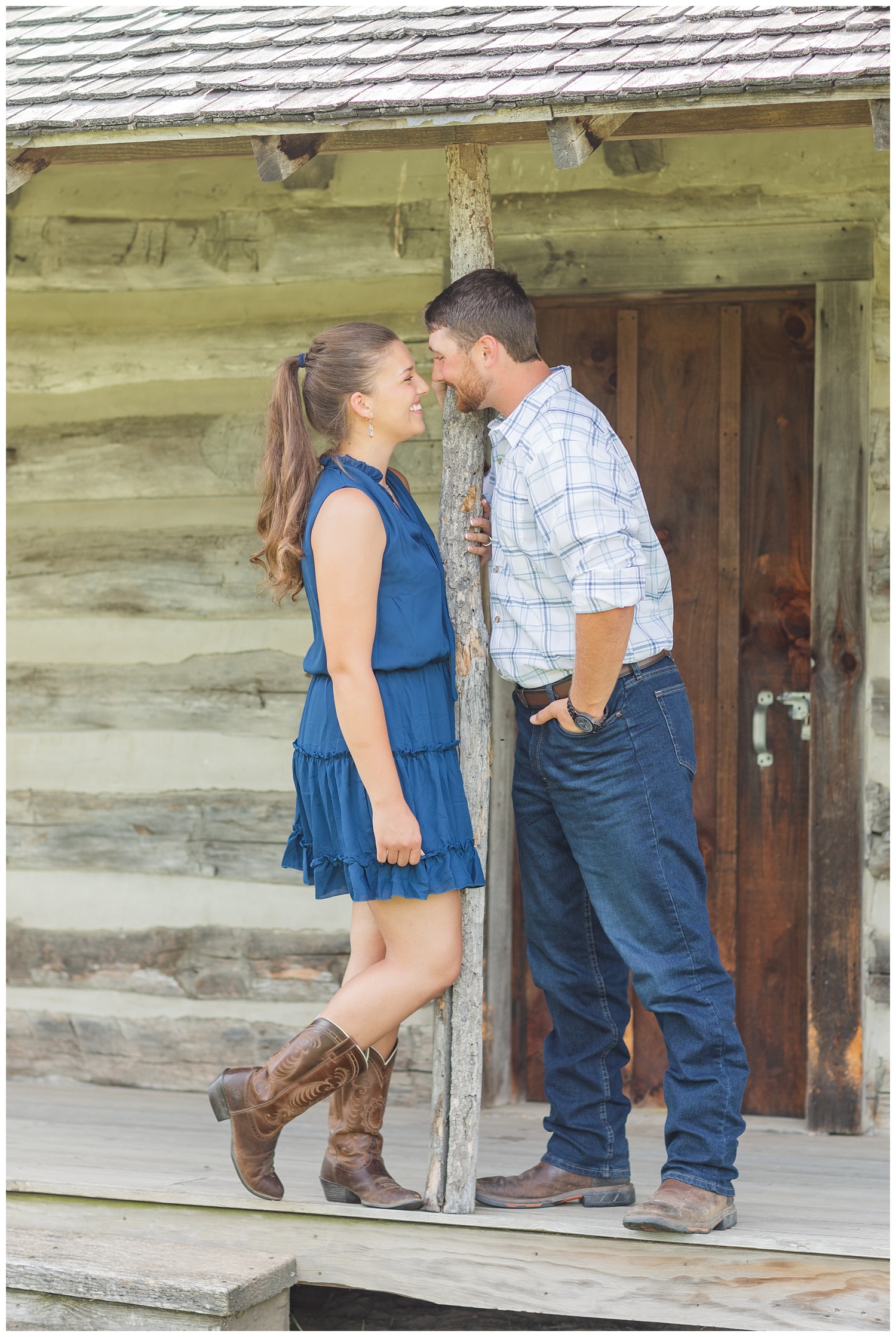 couple looking at each other during Ohio engagement session