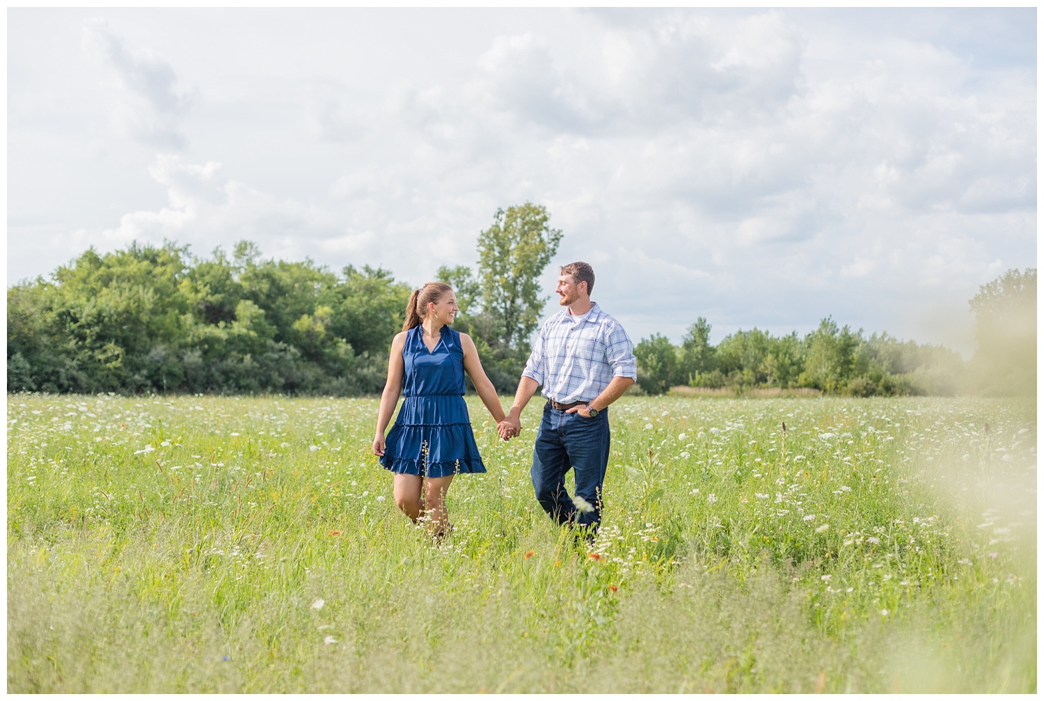 couple walking together at White Star Park engagement session