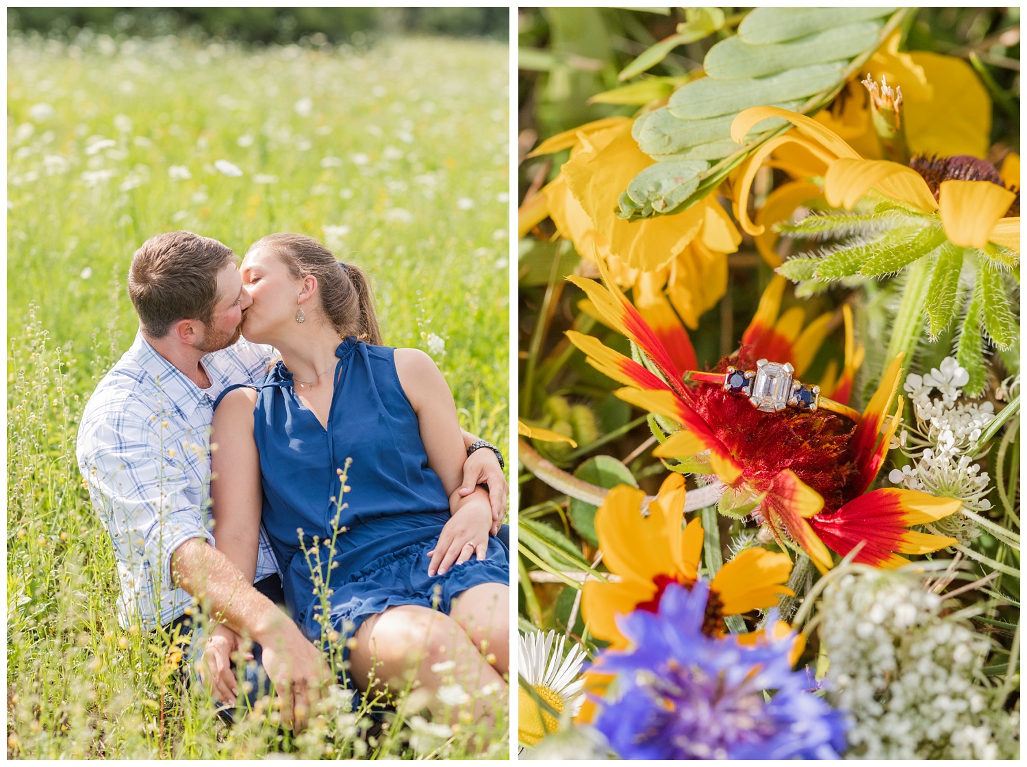 engagement ring sitting on top of wildflowers in Gibsonburg, Ohio