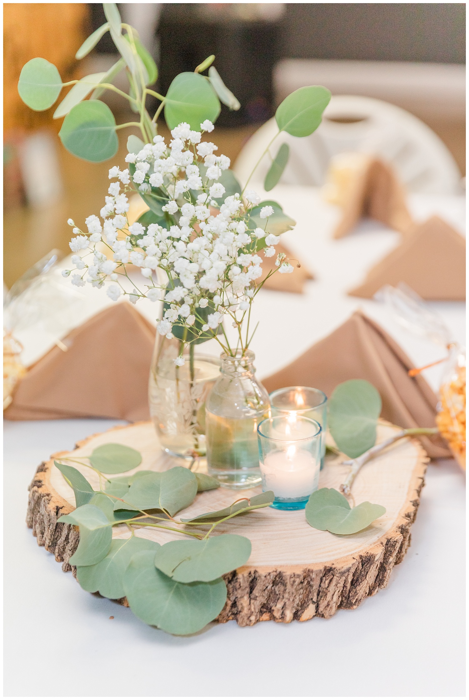 table centerpieces at the Victors Event Center wedding