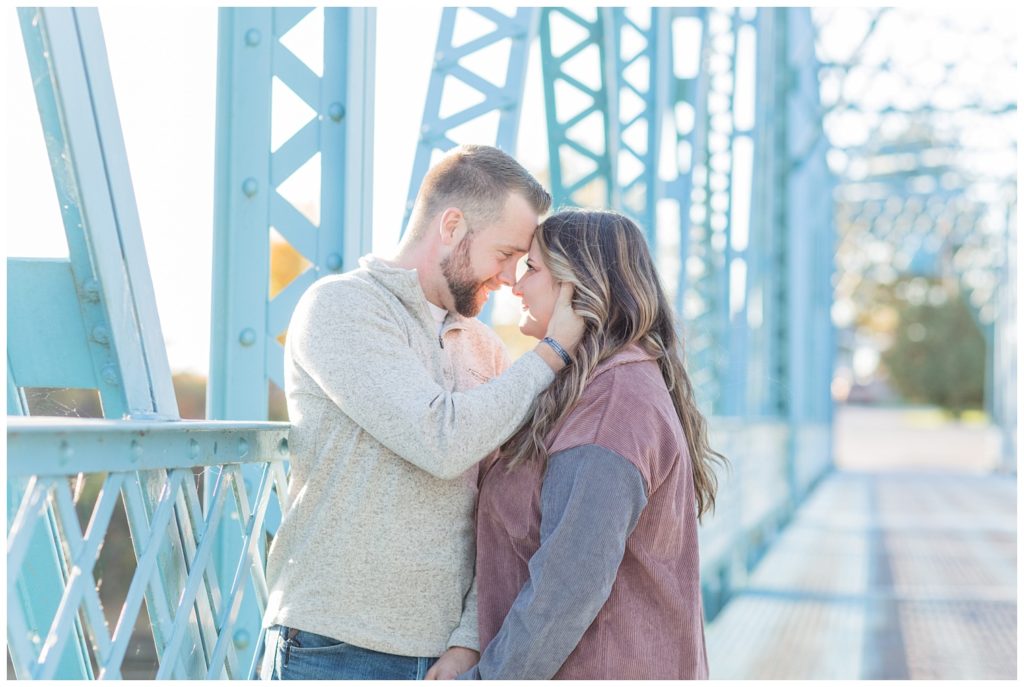 engagement session on the Tindall Bridge in Ohio