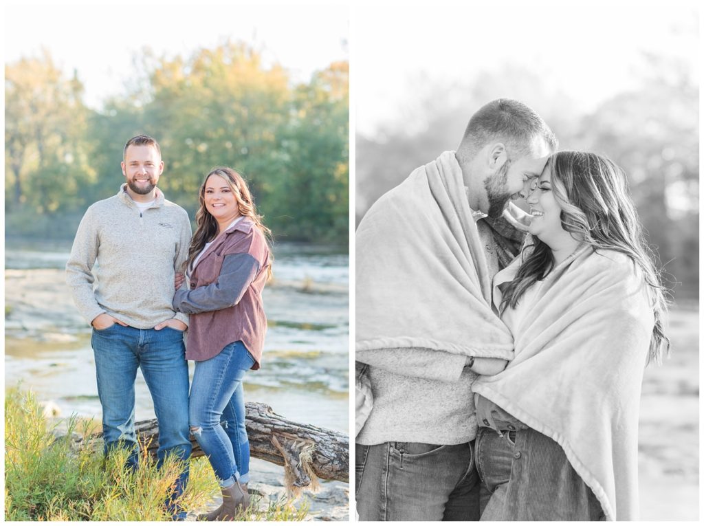 engagement session next to the river in Fremont, Ohio