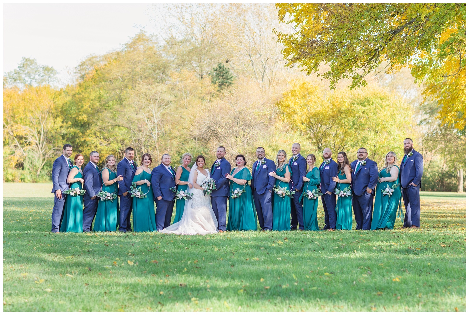 full bridal party at White Star Park in Gibsonburg, Ohio