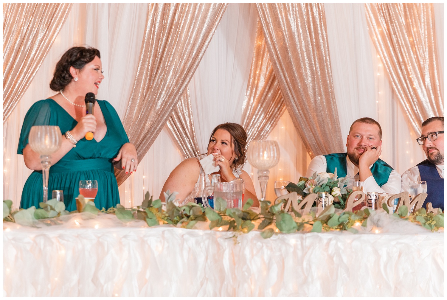 toasts at Meadowview Park wedding reception