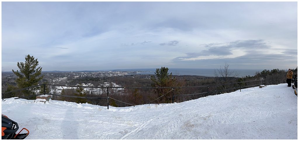 A look out spot of Marquette, Michigan on the snowmobile trails