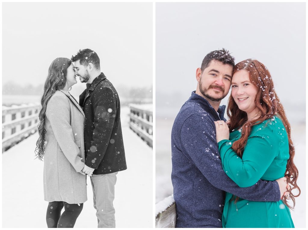 snowy winter engagement session in Norwalk, Ohio