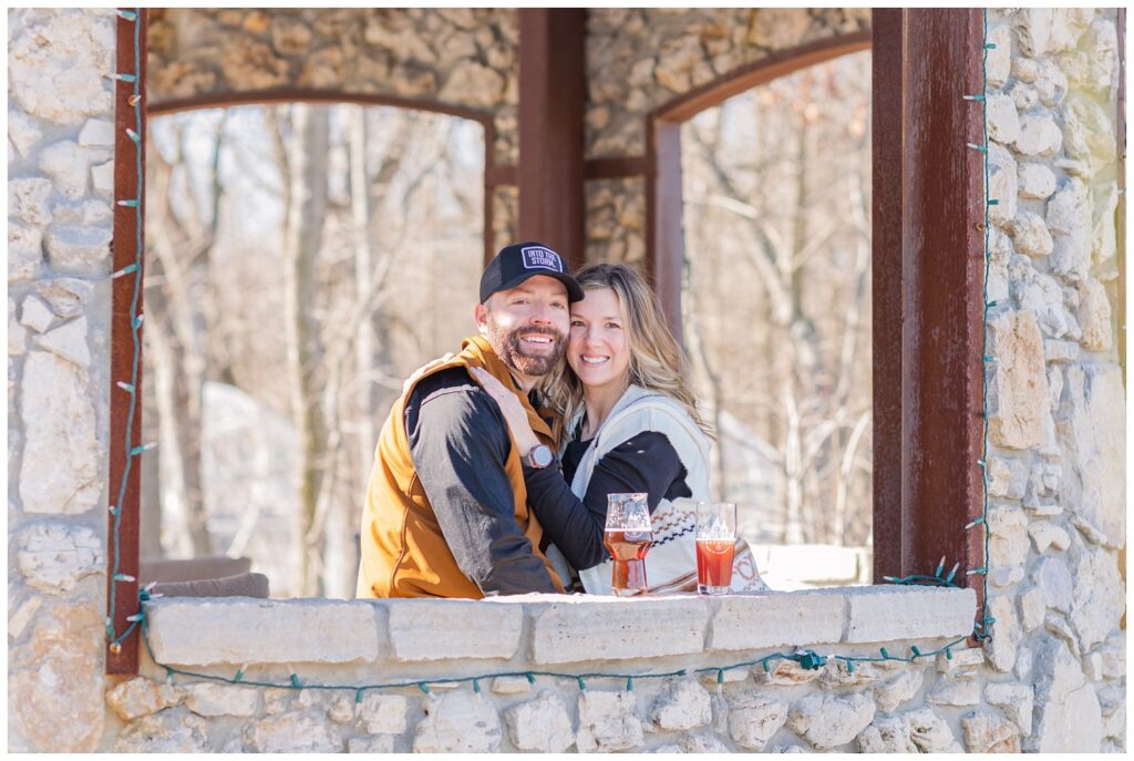 winter engagement session at the Twin Oast Brewery in Ohiio
