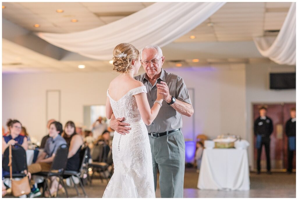 bride dancing with her grandfather at Camden Falls in Tiffin, Ohio