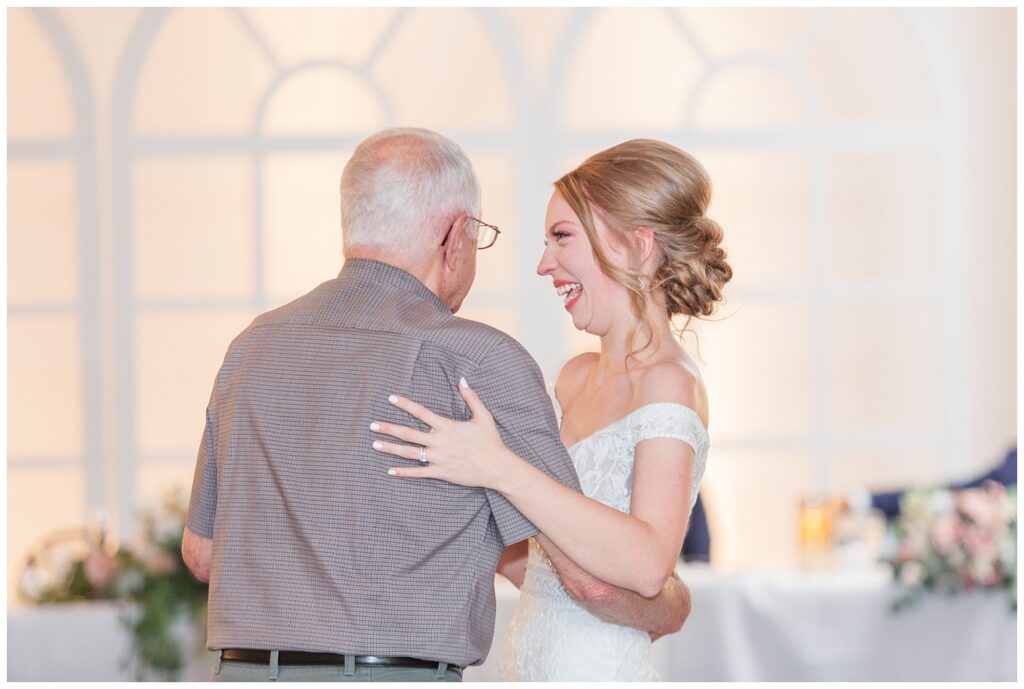 bride dancing with her grandfather at Camden Falls in Tiffin, Ohio