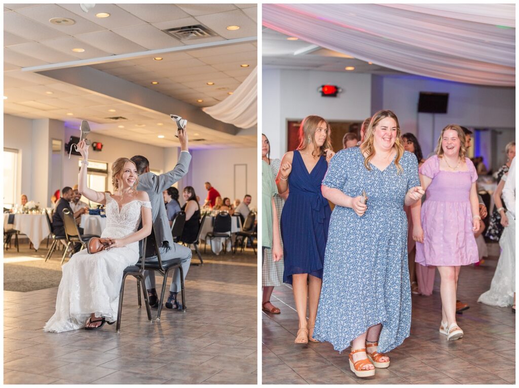 guests dancing at wedding reception at Camden Falls in Tiffin Ohio