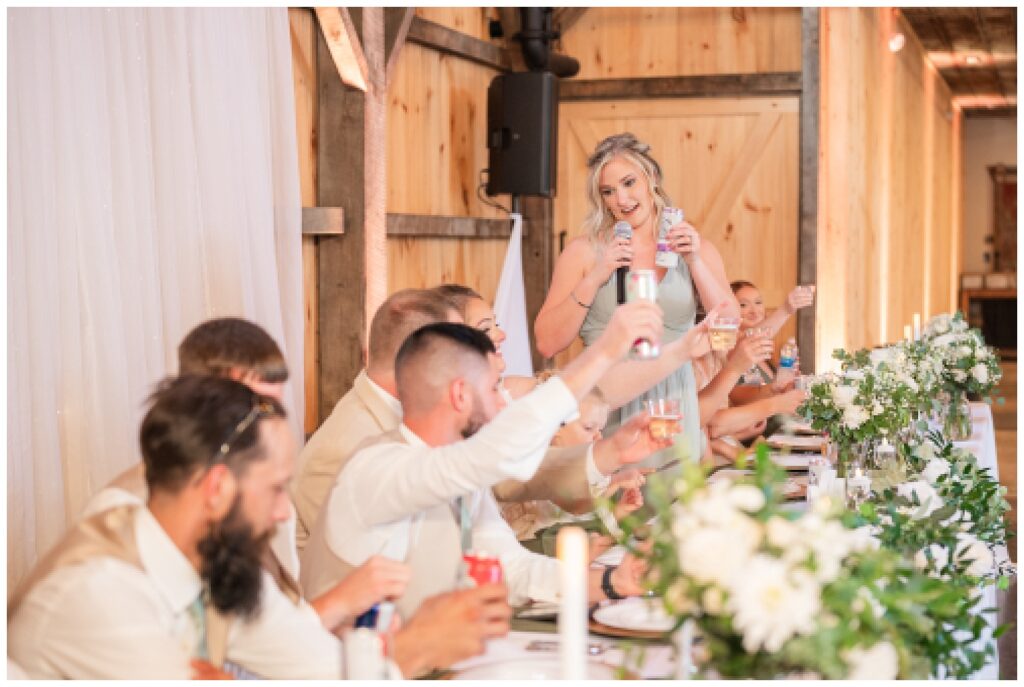 bridesmaid toast at wedding reception in northwest Ohio