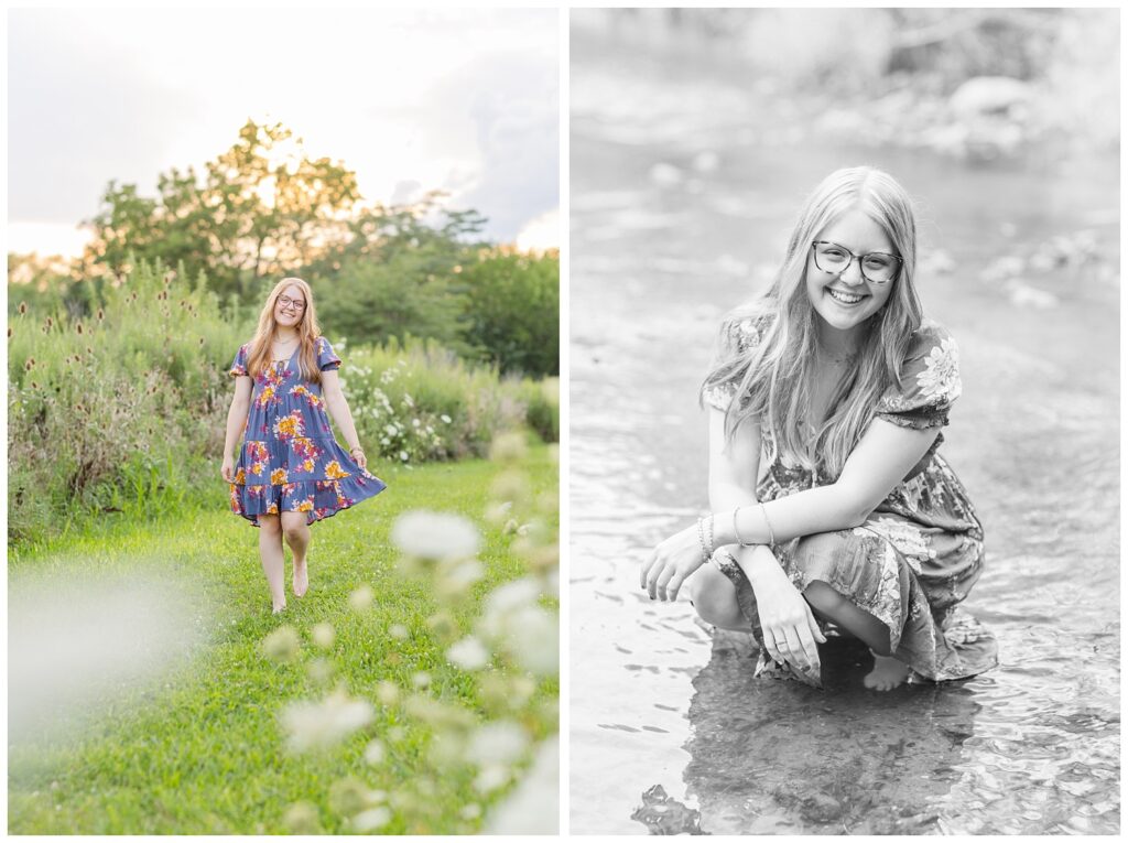 Creek Bend Farms senior session with a flower field 