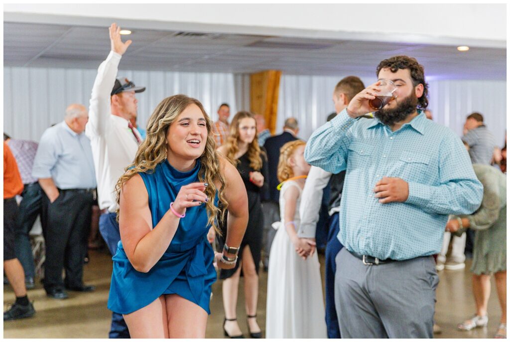 wedding guests dancing at Wood County Fairgrounds in Ohio