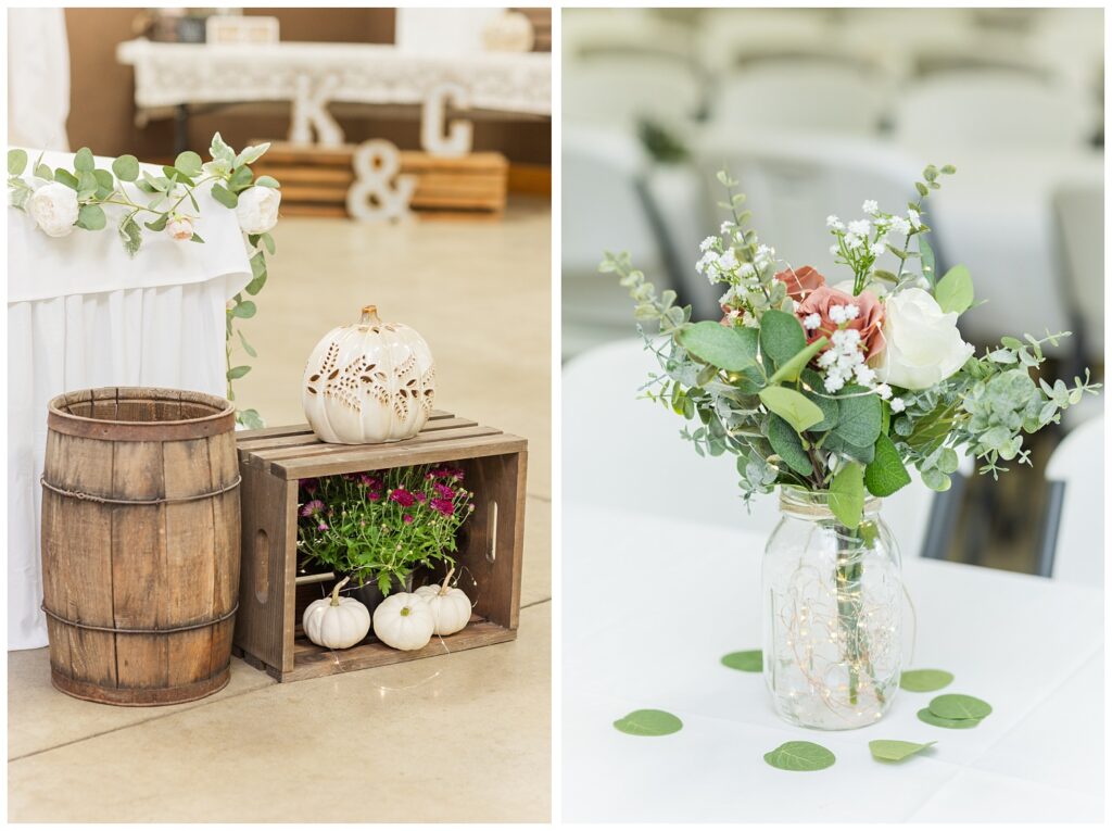 reception details at a Huron County Fairgrounds wedding