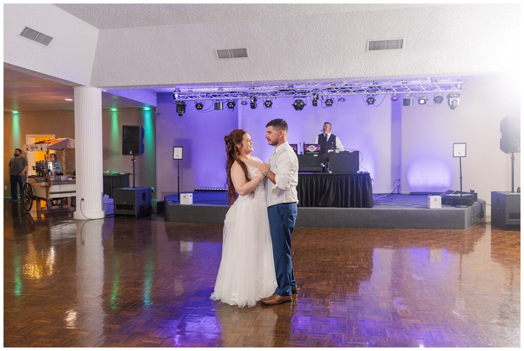 wedding couple share first slow dance together at the 1058 Event Center in Ohio