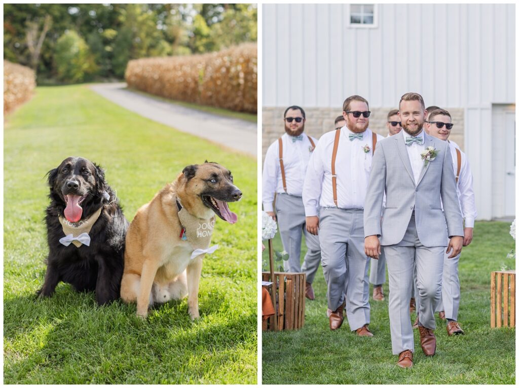 groom walking down the aisle with the groomsmen at outdoor ceremony in Ohio