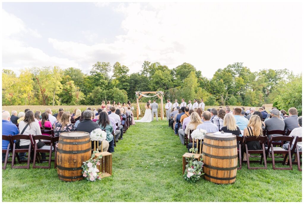 outdoor ceremony at Arlington Acres wedding venue in Tiffin Ohio