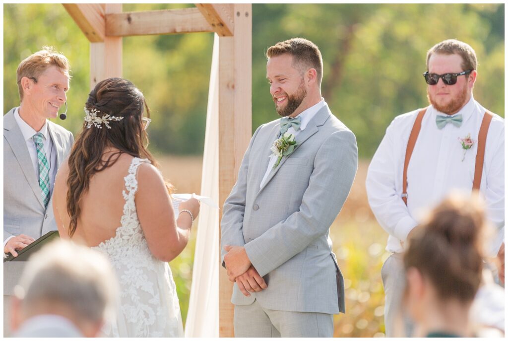 Tiffin Ohio wedding ceremony with bride and groom