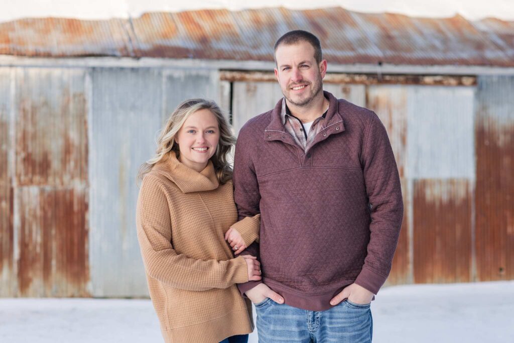 Fremont, Ohio winter engagement session on a farm in the snow