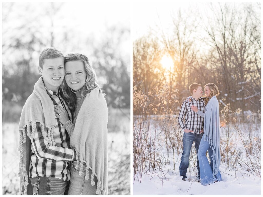 Lewis Center, Ohio engagement session in the snow at a park