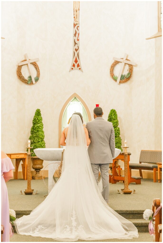 wedding couple standing at the altar for March wedding in Bradner, Ohio