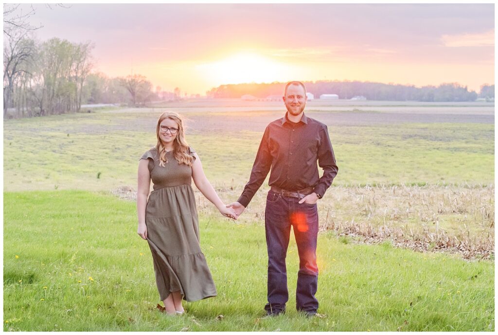 engagement session at sunset at Norwalk Reservoir in Tiffin, Ohio