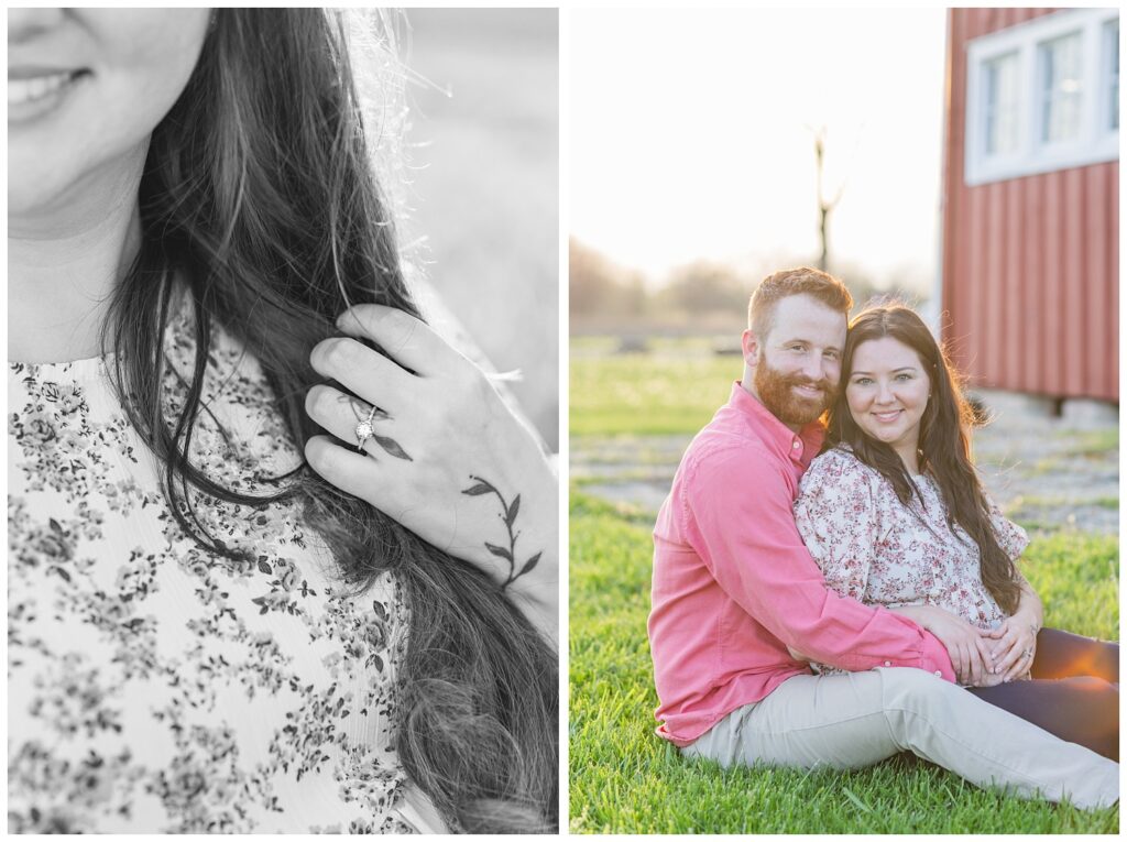 fiance holding her hair and showing off her engagement ring in Lindsey, Ohio