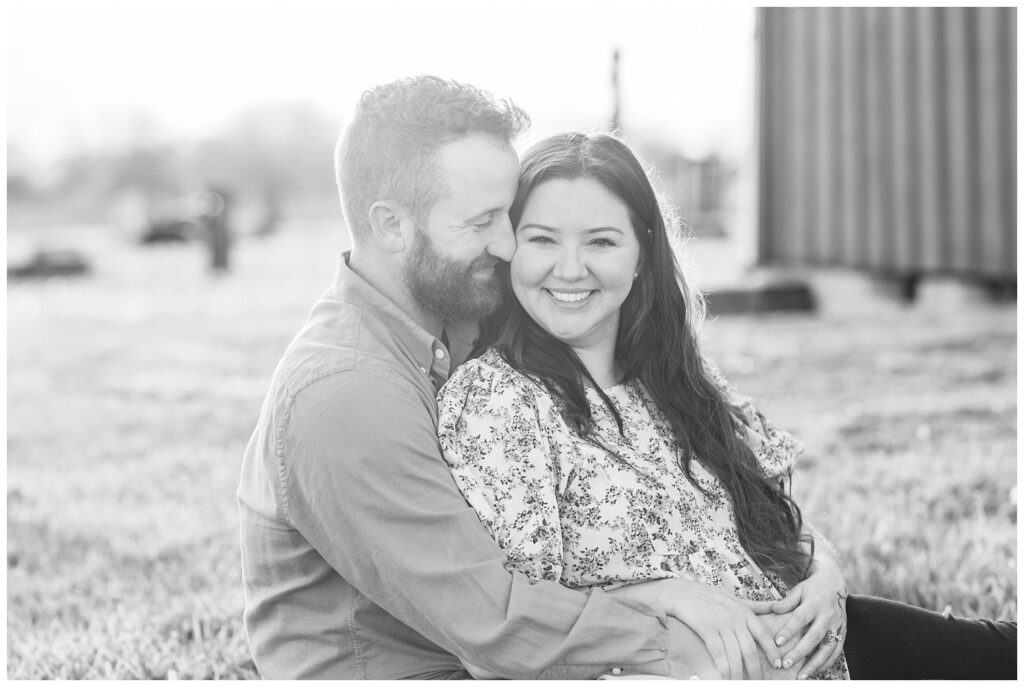 spring engagement session during golden hour at Lindsey, Ohio farm