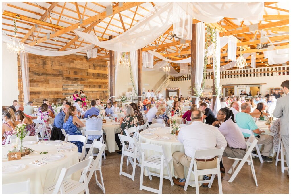 full reception barn at the Prairie Stone Farm wedding venue in West Mansfield, Ohio