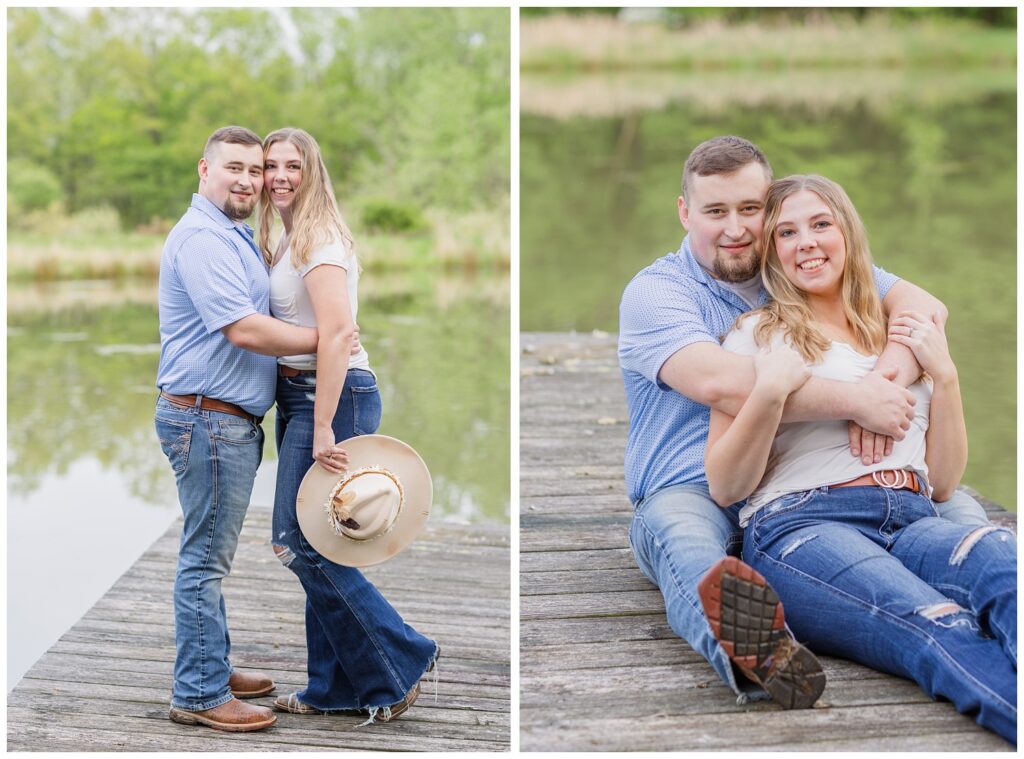 northwest Ohio spring engagement session on a pond