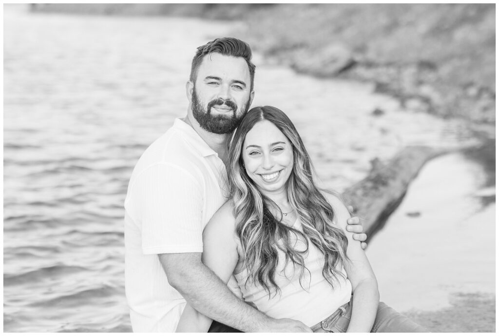 engagement session on the lake at Silver Rock Quarry in Ohio