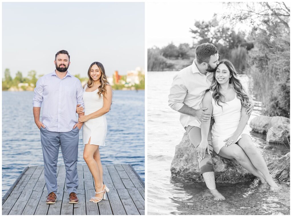 couple sitting together on a rock at the Silver Rock Quarry in Ohio