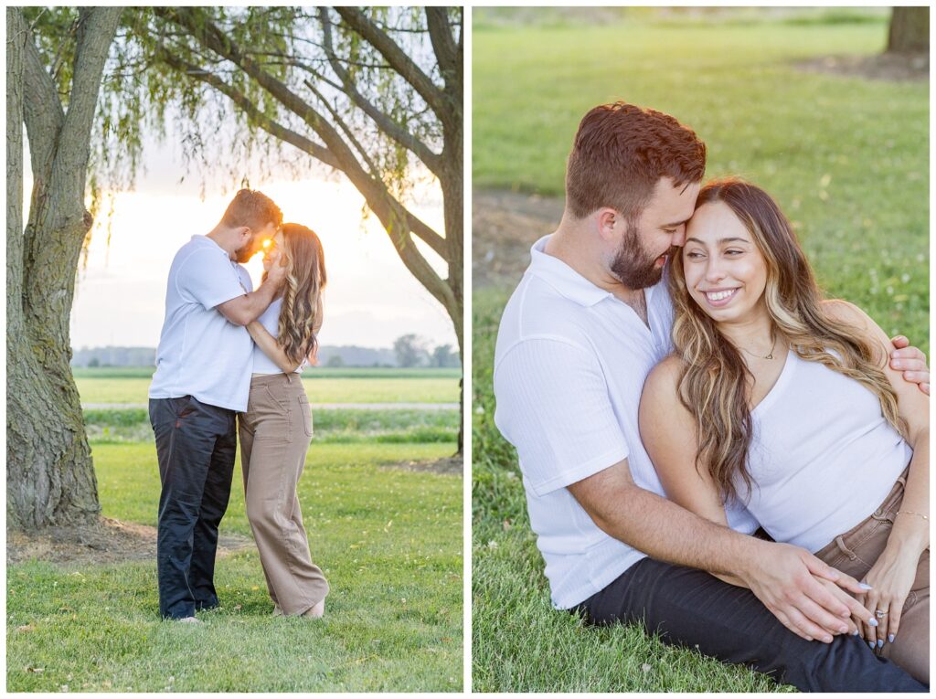 Gibsonburg, Ohio engagement photographer with couple at Silver Rock Quarry