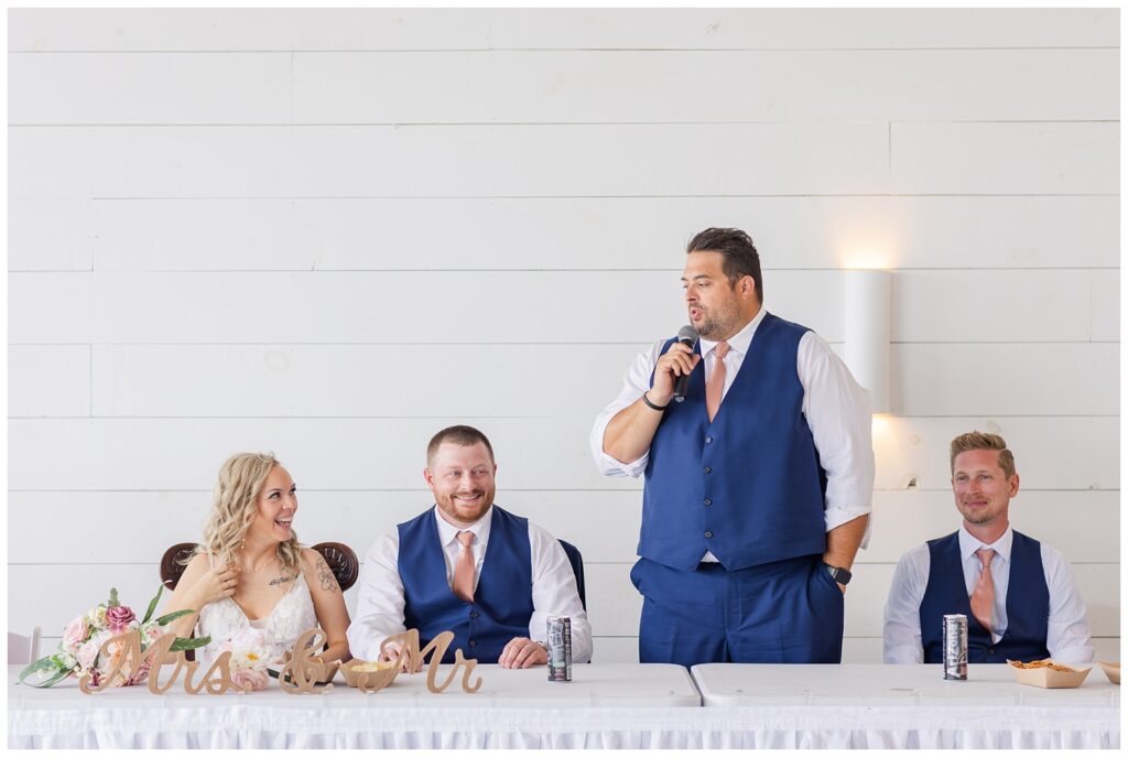 best man giving his speech at the reception table in Tiffin, Ohio