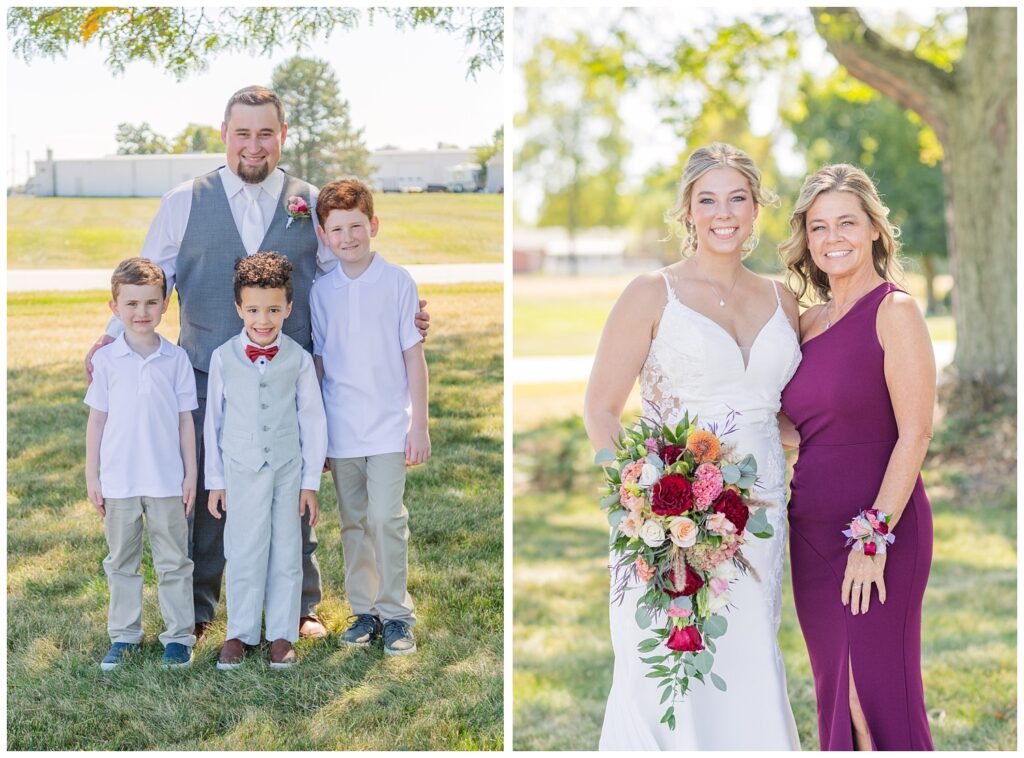 family formal portraits outside after the church ceremony in Norwalk, Ohio