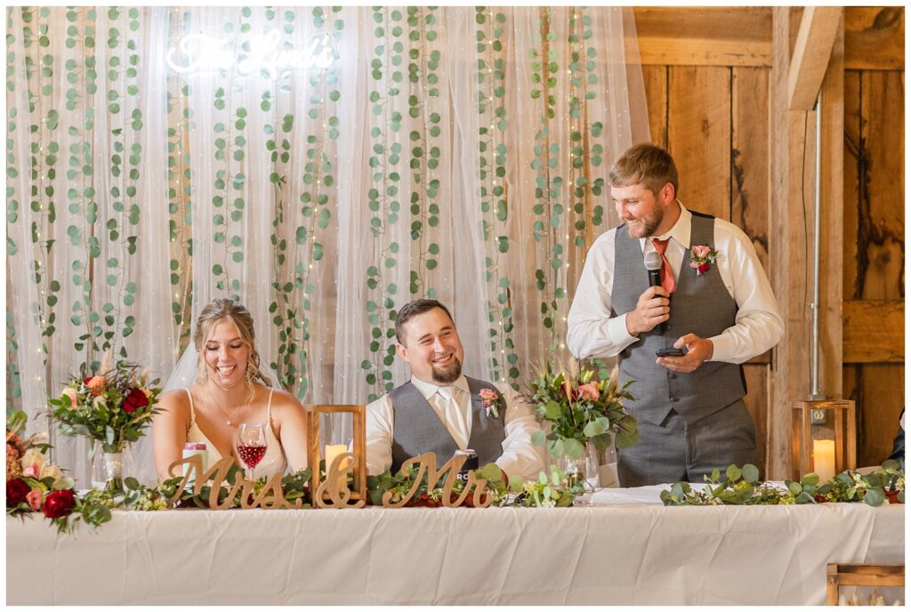 best man giving the toast at a Norwalk, Ohio wedding reception