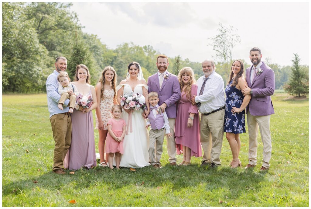 family portraits outdoors at Findlay, Ohio wedding venue