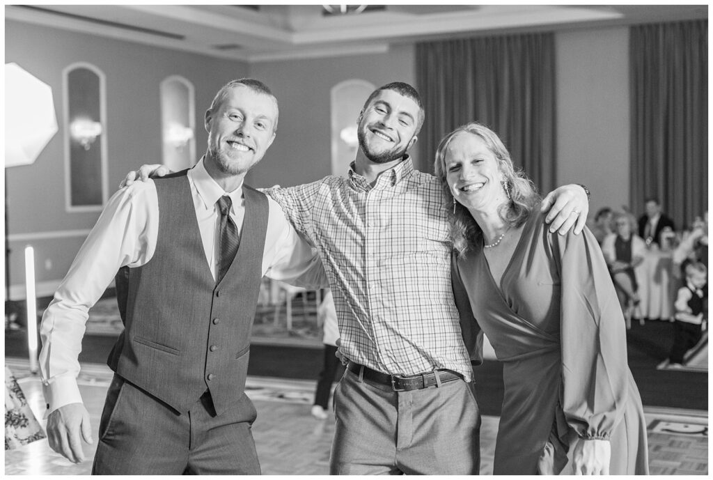 guests of the wedding posing on the dance floor during a Findlay, Ohio reception