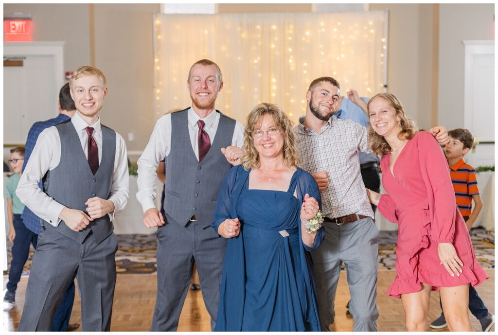 guests of the wedding posing on the dance floor during a Findlay, Ohio reception